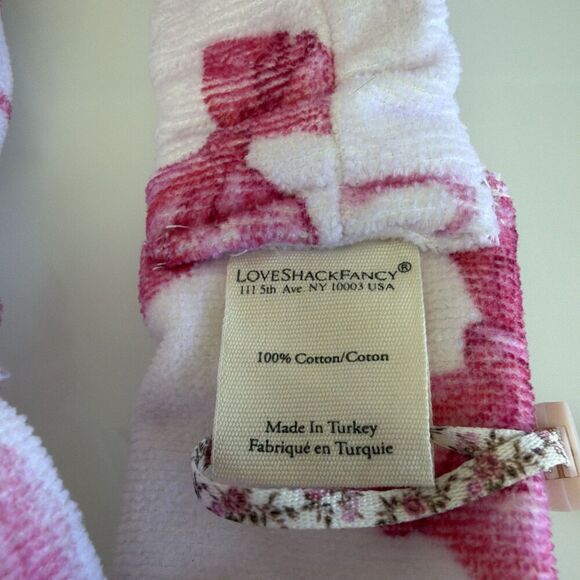 Love Shack Fancy Rare Print Face Wash Headband With Bow Blushing Kisses NWT Pink main image 2